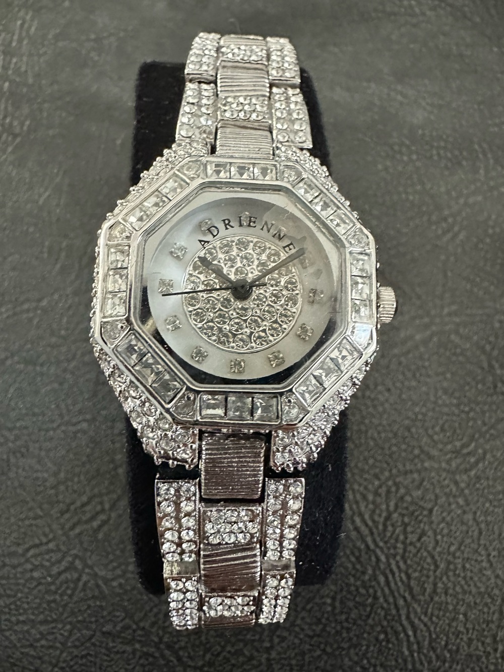 Adrienne VITTADINI Limited Edition Silver Crystal Pavé Octagon Bracelet Watch